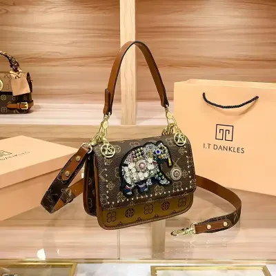  Cartoon Print Square Messenger Handbag